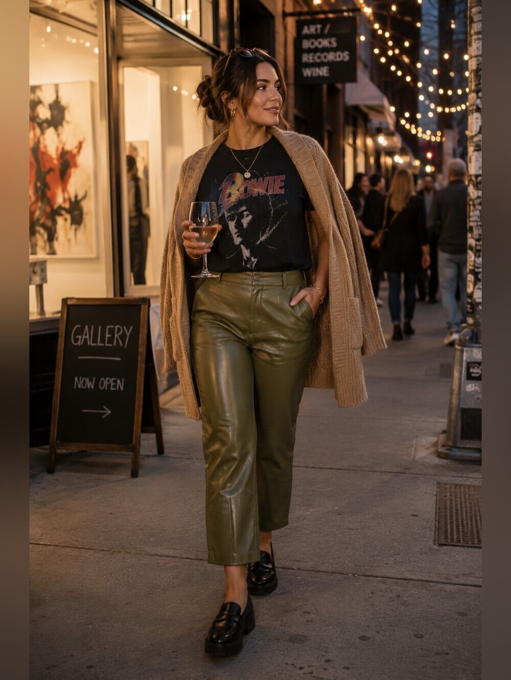 Babaton Command Cropped Vegan Leather Pants Olive Green Size 12 NWT